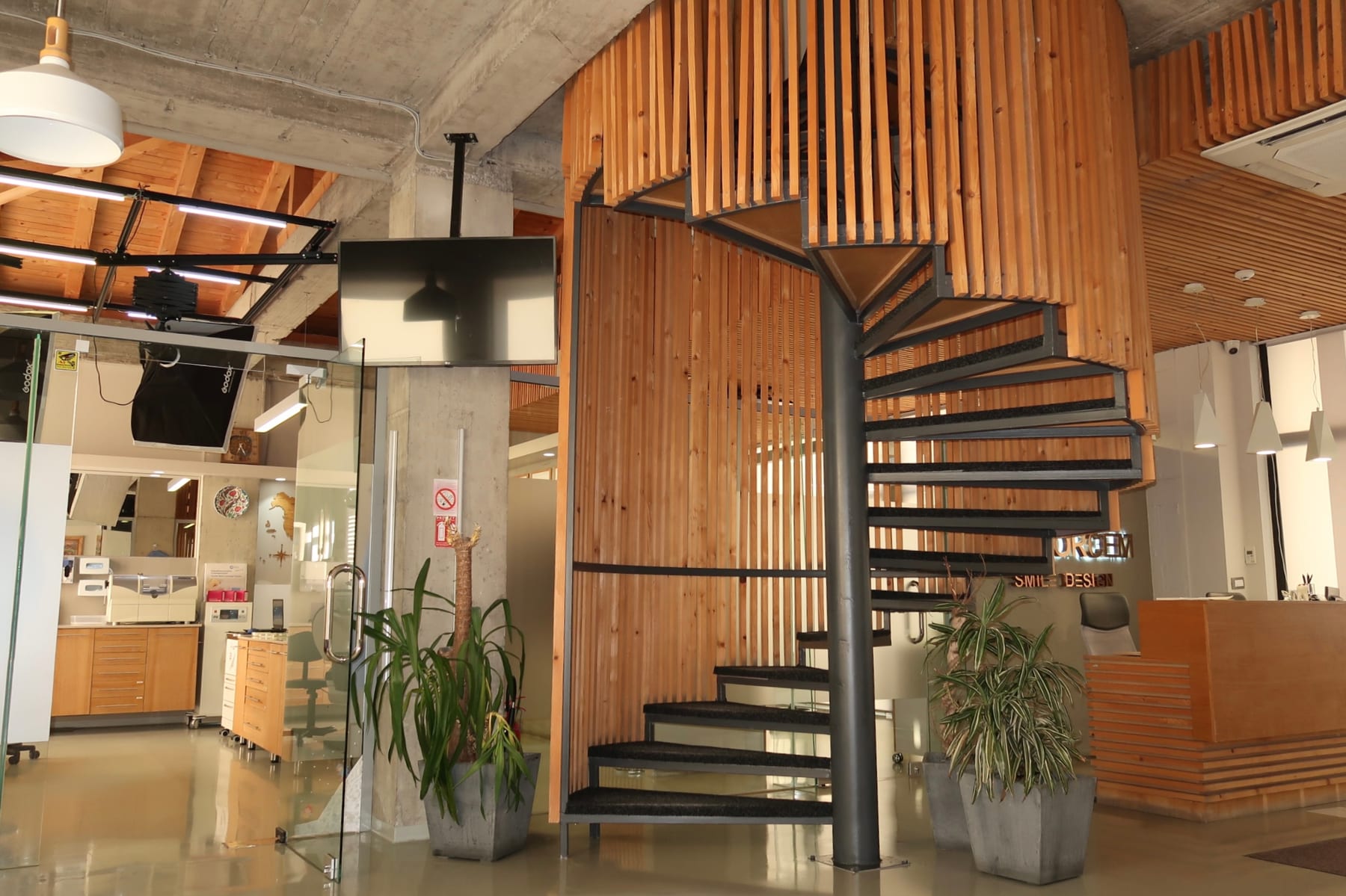 Spiral wooden staircase